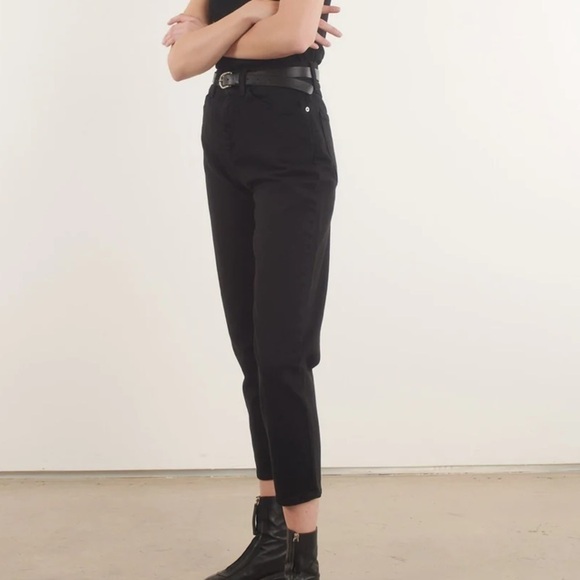 SPRWMN Stevie Slim-Straight High Rise Tapered Carrot Leg Jeans Black 27 - Picture 2 of 10